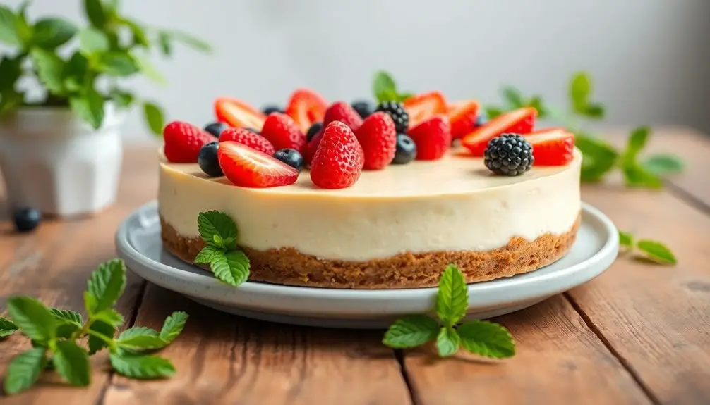 pastel de queso de bayas de verano sin hornear