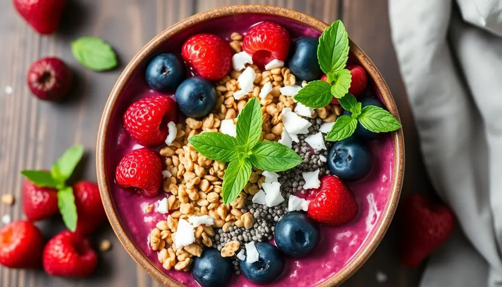 batido de bayas antioxidantes en un bowl