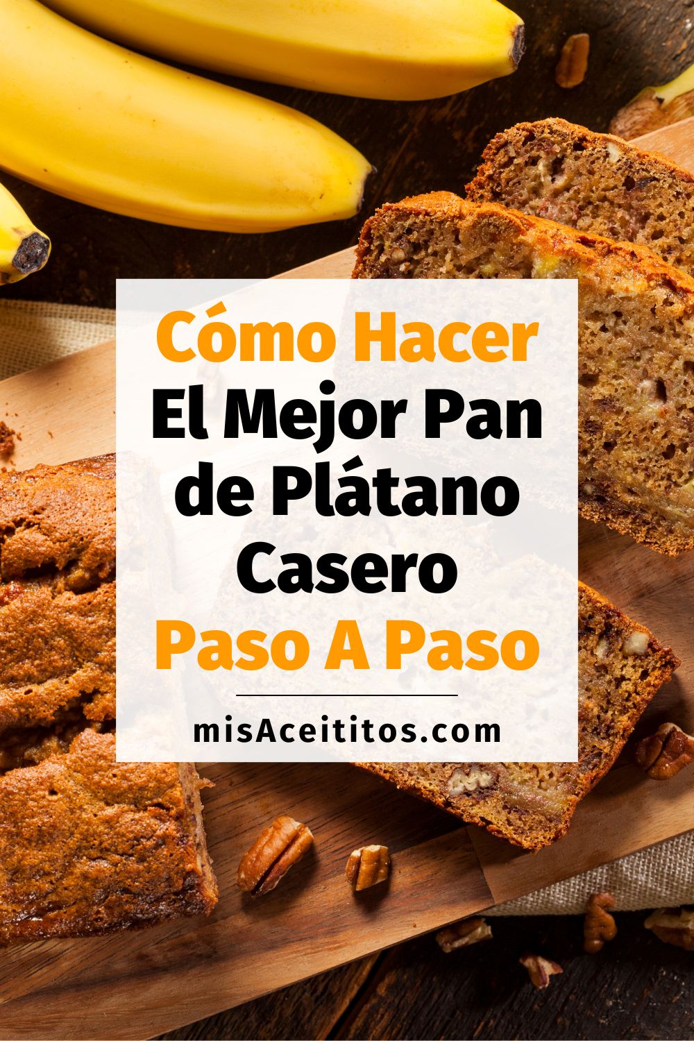 Receta de pan de plátano casero.
